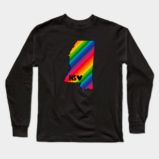 USA States: Mississippi (rainbow) Long Sleeve T-Shirt
